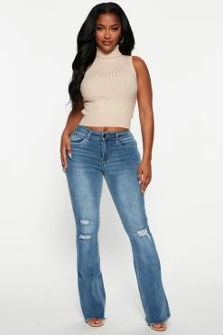 Fashion Nova First Love Recycled Stretch Flare Jeans - Dark Wash