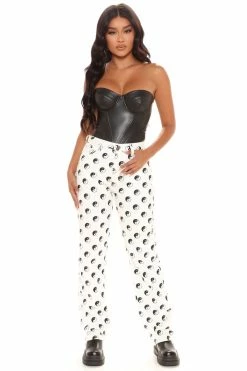 Fashion Nova Tall Yin Yang High Rise Straight Leg Jeans - White/combo