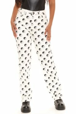 Fashion Nova Tall Yin Yang High Rise Straight Leg Jeans - White/combo
