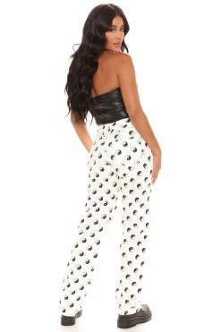 Fashion Nova Tall Yin Yang High Rise Straight Leg Jeans - White/combo