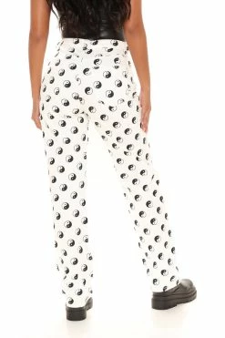 Fashion Nova Tall Yin Yang High Rise Straight Leg Jeans - White/combo