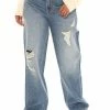 Fashion Nova Maxing And Relaxing Non Stretch Slouchy Jeans - Medium Blue Wash Baggy Jeans