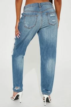 Fashion Nova Jax Distressed High Rise Boyfriend Jeans - Light Wash