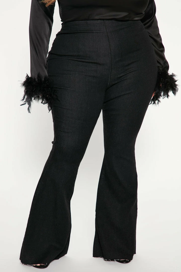 Fashion Nova Sweet Love Story Pull On Flare Jeans - Black