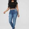 Fashion Nova Major Pain Cargo Jeans - Medium Blue Wash