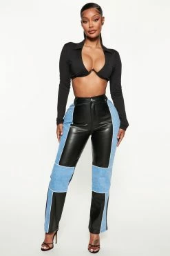 Fashion Nova Love You Straight Leg Jeans - Blue/Black