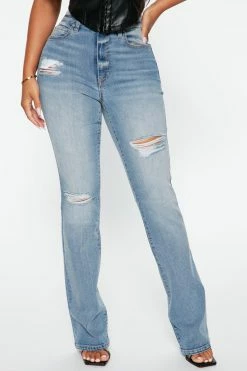 Fashion Nova Bridget Distressed Bootcut Jeans - Light Wash