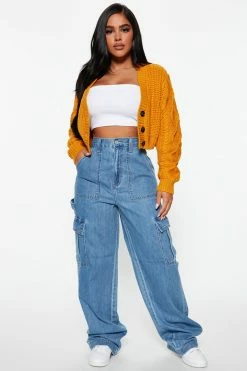 Fashion Nova Venice High Rise Baggy Cargo Jean - Medium Blue Wash