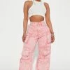 Fashion Nova Lily High Rise Cargo Jeans - Pink
