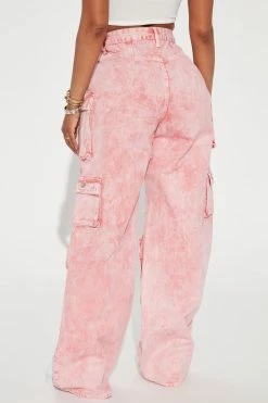 Fashion Nova Lily High Rise Cargo Jeans - Pink