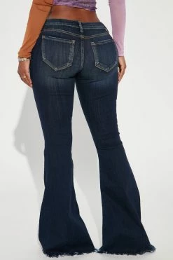 Fashion Nova Stop And Stare Low Rise Flare Jean - Dark Wash Flare Jeans