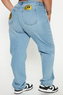 Fashion Nova Just Smile Straight Leg Jeans - Light Wash