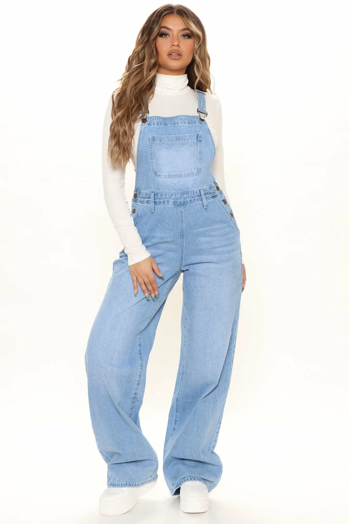 Budget ✨ Fashion Nova Flare 👖 Jeans Keep It Loose Wide Leg Denim Overalls - Medium Blue Wash 💯 3 Fashion Nova Flare Jeans Keep It Loose Wide Leg Denim Overalls - Medium Blue Wash