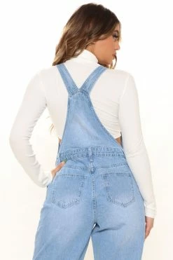 Budget ✨ Fashion Nova Flare 👖 Jeans Keep It Loose Wide Leg Denim Overalls - Medium Blue Wash 💯 9 Fashion Nova Flare Jeans Keep It Loose Wide Leg Denim Overalls - Medium Blue Wash
