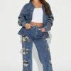 Fashion Nova Peek-A-Boo 90's Baggy Jeans - Dark Wash