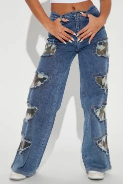 Fashion Nova Peek-A-Boo 90's Baggy Jeans - Dark Wash