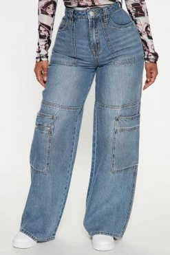 Fashion Nova Nila 90's Cargo Jeans - Light Wash Baggy Jeans