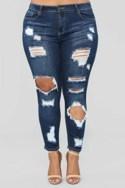 Fashion Nova Chasing Waterfalls Ankle Jeans - Dark Denim Skinny Jeans