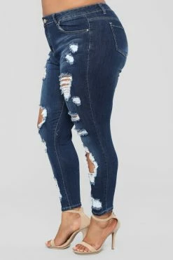 Fashion Nova Chasing Waterfalls Ankle Jeans - Dark Denim Skinny Jeans