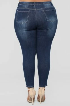 Fashion Nova Chasing Waterfalls Ankle Jeans - Dark Denim Skinny Jeans