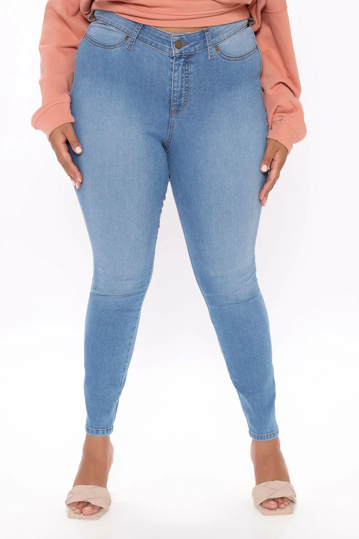 Fashion Nova Flex Game Strong Low Rise Skinny Jeans - Light Blue Wash
