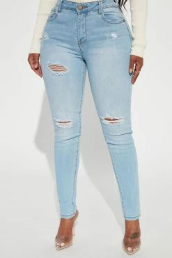 Fashion Nova Skinny Jeans Hannah High Rise Jeans - Light Blue Wash