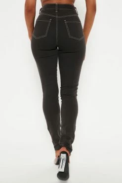 Fashion Nova Bristol Contrast Stitch Skinny Jeans - Black