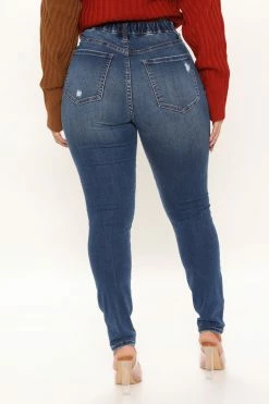 Fashion Nova Comfy Feels Elastic Waistband Skinny Jeans - Dark Wash