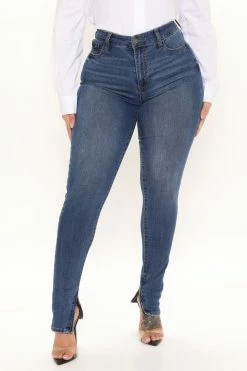 Fashion Nova Just Zip It Stretch Skinny Jeans - Medium Blue Wash