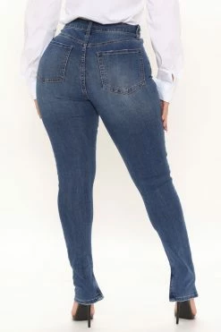 Fashion Nova Just Zip It Stretch Skinny Jeans - Medium Blue Wash