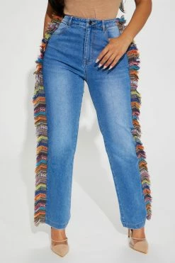 Fashion Nova Straight Leg Jeans Wanderlust Jeans - Light Blue Wash