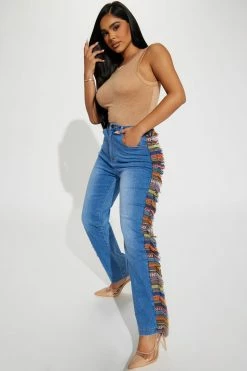Fashion Nova Straight Leg Jeans Wanderlust Jeans - Light Blue Wash