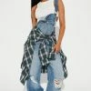 Fashion Nova Baggy Jeans Bring It Boyfriend Overalls - Medium Blue Wash