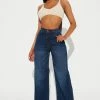 Fashion Nova Milan High Rise Wide Leg Jean - Dark Wash Flare Jeans