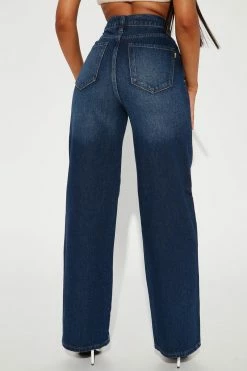 Fashion Nova Milan High Rise Wide Leg Jean - Dark Wash Flare Jeans