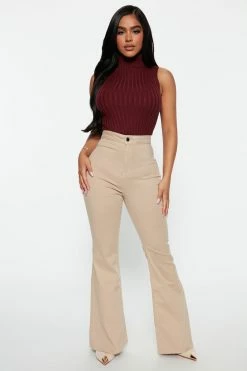 Fashion Nova Petite The Time Is Now High Rise Flare Jeans - Khaki Skinny Jeans