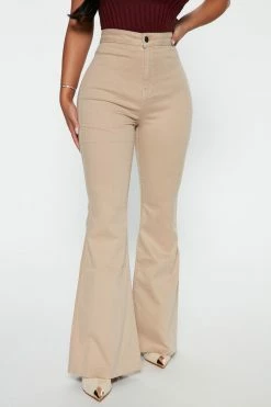 Fashion Nova Petite The Time Is Now High Rise Flare Jeans - Khaki Skinny Jeans