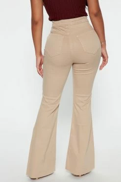 Fashion Nova Petite The Time Is Now High Rise Flare Jeans - Khaki Skinny Jeans