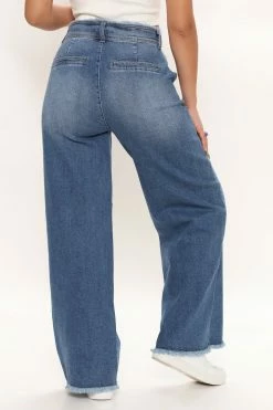 Fashion Nova Feel That Beat Baggy Wide Leg Jeans - Medium Blue Wash