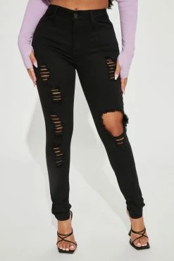 Fashion Nova Petite Glistening Jeans - Black