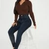 Fashion Nova Skinny Jeans Petite Eva Super Soft Curvy Skinny Jean - Dark Wash