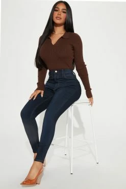 Fashion Nova Skinny Jeans Petite Eva Super Soft Curvy Skinny Jean - Dark Wash
