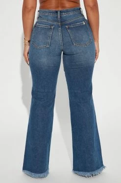 Fashion Nova Twin Sister Two-Tone Flare Jeans - Medium Blue Wash