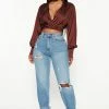 Fashion Nova Tied To You Straight Leg Jeans - Medium Blue Wash