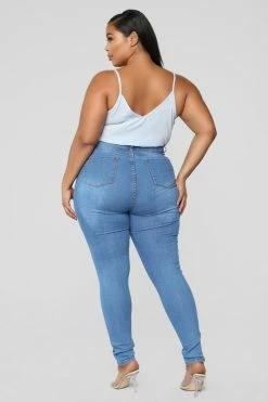 Fashion Nova Catty Distressed Skinny Jeans - Medium Wash