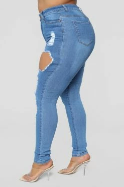 Fashion Nova Catty Distressed Skinny Jeans - Medium Wash