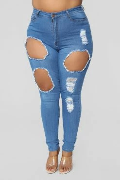 Fashion Nova Catty Distressed Skinny Jeans - Medium Wash