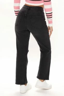 Fashion Nova Cara Stretch Straight Leg Jeans - Black