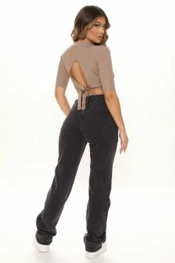 Fashion Nova Skinny Jeans Tall Get It Straight Slouch Fit Jeans - Black