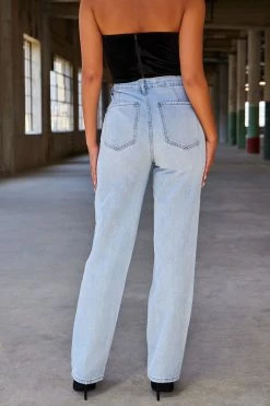 Fashion Nova When Stars Align Embellished Straight Leg Jeans - Light Wash